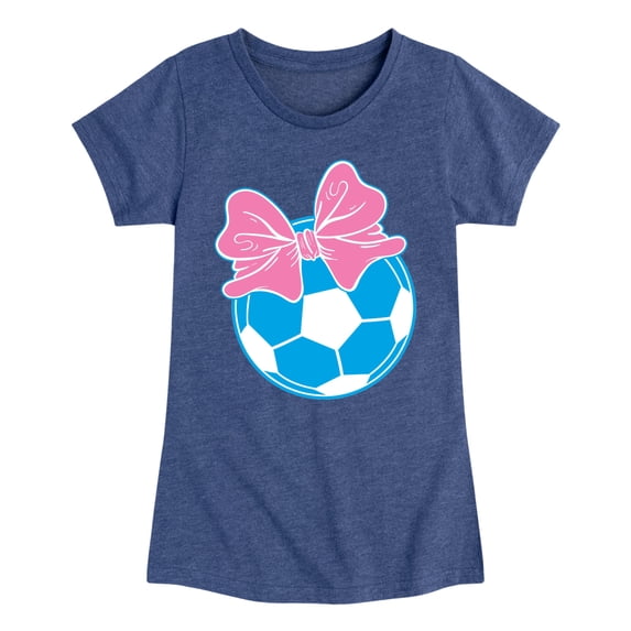 Instant Message - Soccer Ball, Bow - Youth Girls Fitted Short Sleeve T-Shirt
