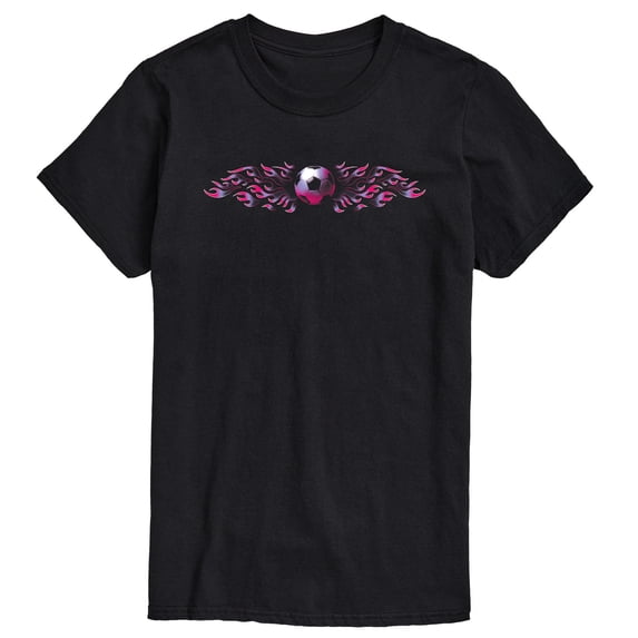 Instant Message - Soccer Flames Pink Short Sleeve Graphic T-Shirt
