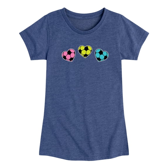Instant Message - Soccer Hearts - Toddler Girls Fitted Short Sleeve T-Shirt