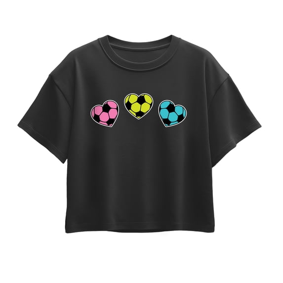 Instant Message - Soccer Hearts - Youth Girls Boxy T-Shirt