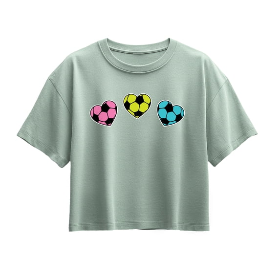 Instant Message - Soccer Hearts - Youth Girls Boxy T-Shirt