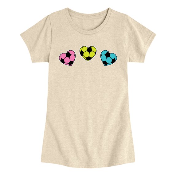 Instant Message - Soccer Hearts - Youth Girls Fitted Short Sleeve T-Shirt