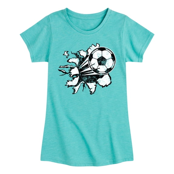 Instant Message - Soccerball Shirt Tear - Youth Girls Fitted Short Sleeve T-Shirt