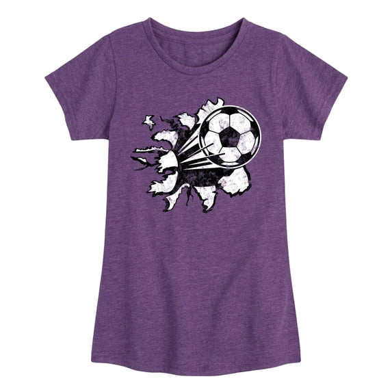 Instant Message - Soccerball Shirt Tear - Youth Girls Fitted Short Sleeve T-Shirt
