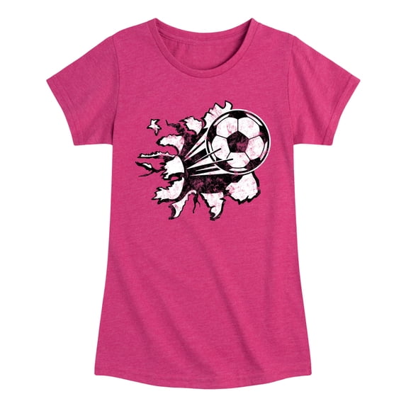 Instant Message - Soccerball Shirt Tear - Youth Girls Fitted Short Sleeve T-Shirt