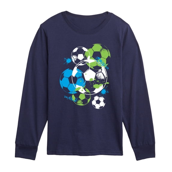 Instant Message - Soccerballs And Paint Boys Long Sleeve Graphic T-Shirt