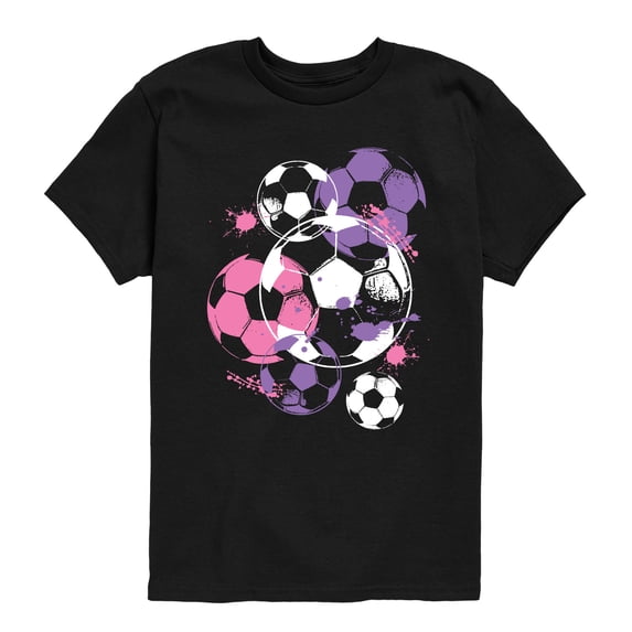 Instant Message - Soccerballs And Paint Girls - Youth Boys Short Sleeve Graphic T-Shirt