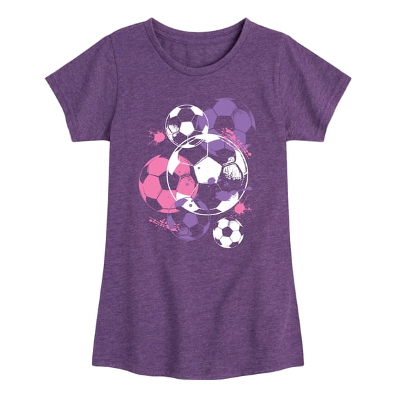 Instant Message - Soccerballs And Paint Girls - Youth Girls Fitted Short Sleeve T-Shirt