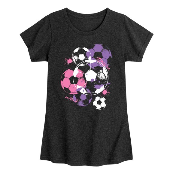 Instant Message - Soccerballs And Paint Girls - Youth Girls Fitted Short Sleeve T-Shirt