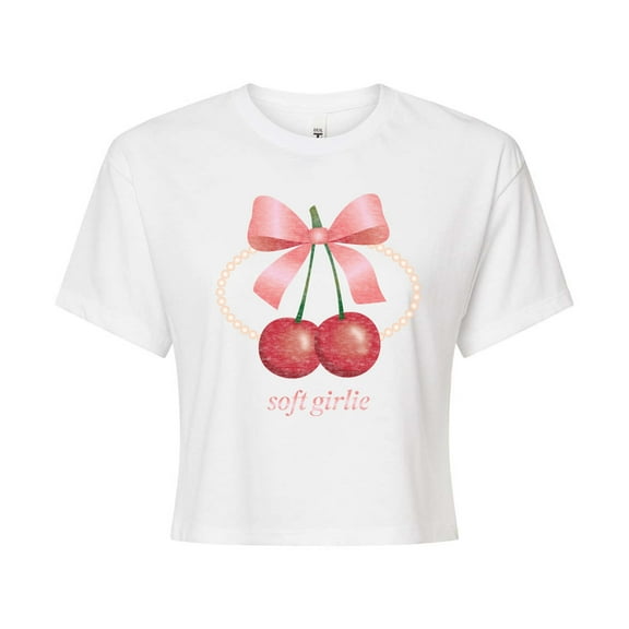 Instant Message - Soft Girlie Cherries - Junior's Cropped Tee