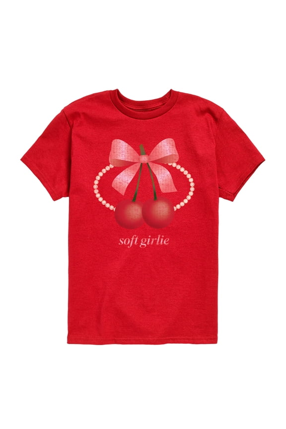 - Soft Girlie Cherries - Youth Boys Short Sleeve Graphic T-Shirt