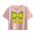 thumbnail image 1 of Instant Message - Softball Bow - Youth Girl Short Sleeve Boxy Tee, 1 of 5