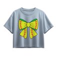 thumbnail image 1 of Instant Message - Softball Bow - Youth Girl Short Sleeve Boxy Tee, 1 of 5