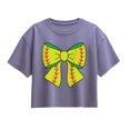 thumbnail image 1 of Instant Message - Softball Bow - Youth Girl Short Sleeve Boxy Tee, 1 of 5