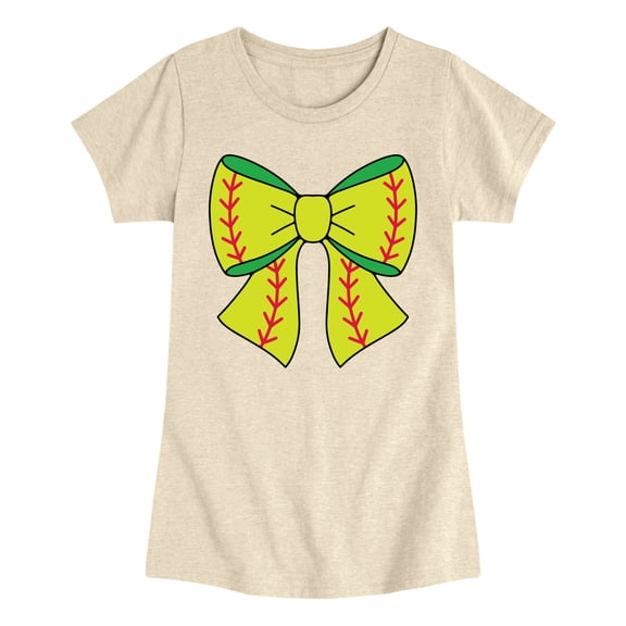 Instant Message - Softball Bow - Youth Girls Short Sleeve T-Shirt