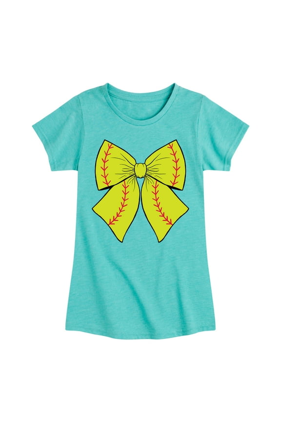 - Softball Bow -Youth Girls Short Sleeve T-Shirt
