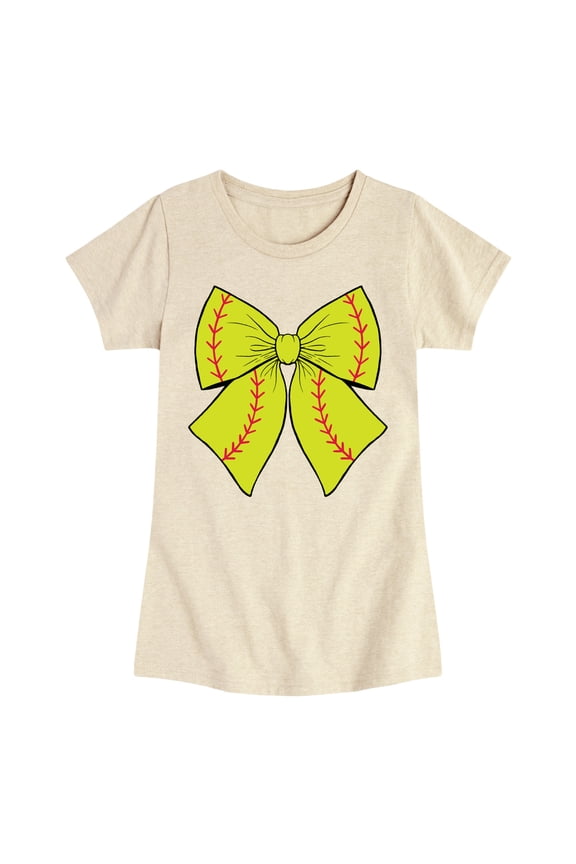 - Softball Bow -Youth Girls Short Sleeve T-Shirt
