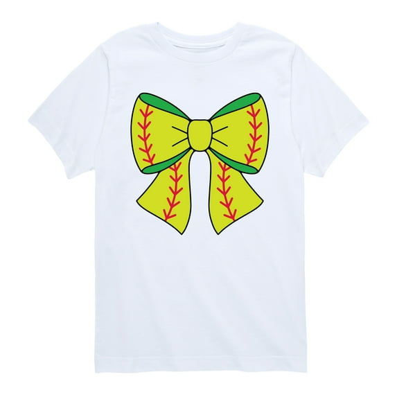 Instant Message - Softball Bow - Youth Short Sleeve Graphic T-Shirt