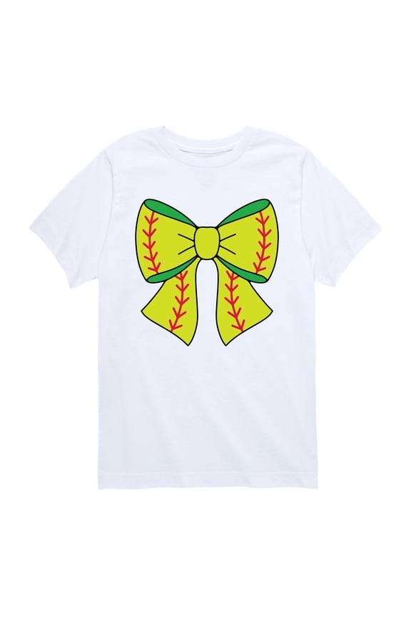 - Softball Bow - Youth Short Sleeve Graphic T-Shirt