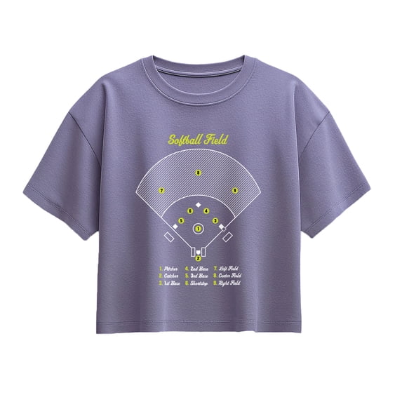 Instant Message - Softball Field Diagram Short Sleeve Boxy Graphic T-Shirt