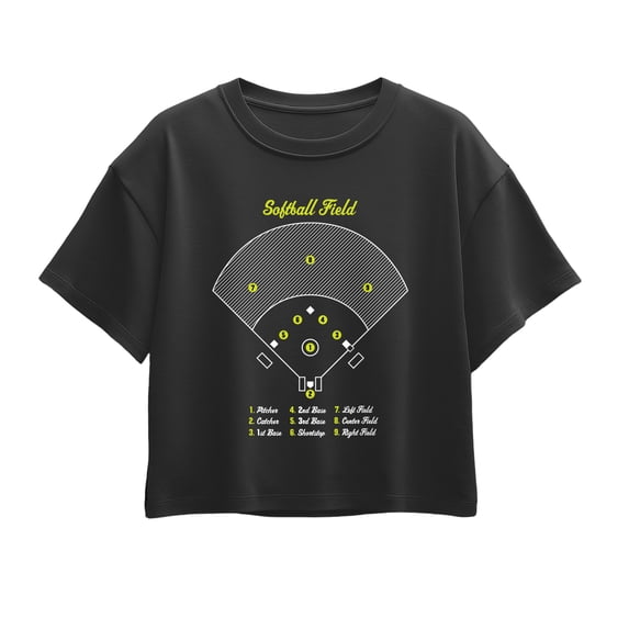 Instant Message - Softball Field Diagram Short Sleeve Boxy Graphic T-Shirt