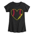 thumbnail image 1 of Instant Message - Softball Heart Script - Youth Girls Fitted Short Sleeve T-Shirt, 1 of 5