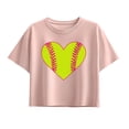 thumbnail image 1 of Instant Message - Softball Heart Short Sleeve Boxy Graphic T-Shirt, 1 of 5