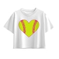 thumbnail image 1 of Instant Message - Softball Heart Short Sleeve Boxy Graphic T-Shirt, 1 of 5