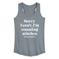 thumbnail image 1 of Instant Message - Sorry, I Can't, I'm Counting Stitches - Women's Racerback Tank Top, 1 of 6