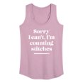 thumbnail image 1 of Instant Message - Sorry, I Can't, I'm Counting Stitches - Women's Racerback Tank Top, 1 of 6