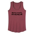 thumbnail image 1 of Instant Message - Sorry, I can't. It's My Day Off - Women's Racerback Tank Top, 1 of 6