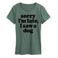 thumbnail image 1 of Instant Message - Sorry I'm Late Saw Dog Black Ink - Women's Short Sleeve Graphic T-Shirt, 1 of 5