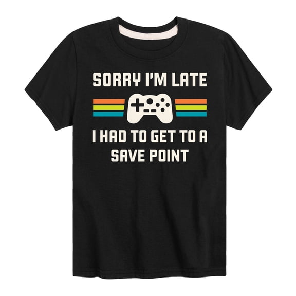 Instant Message - Sorry Im Late Save Point Boys' Short Sleeve Graphic T-Shirt