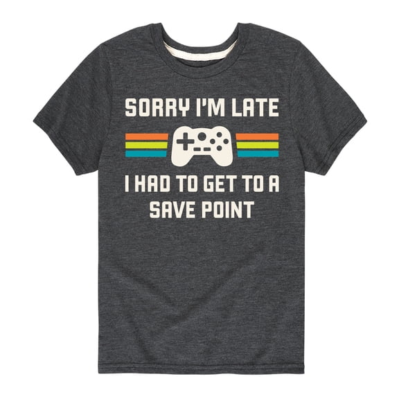 Instant Message - Sorry Im Late Save Point Boys' Short Sleeve Graphic T-Shirt