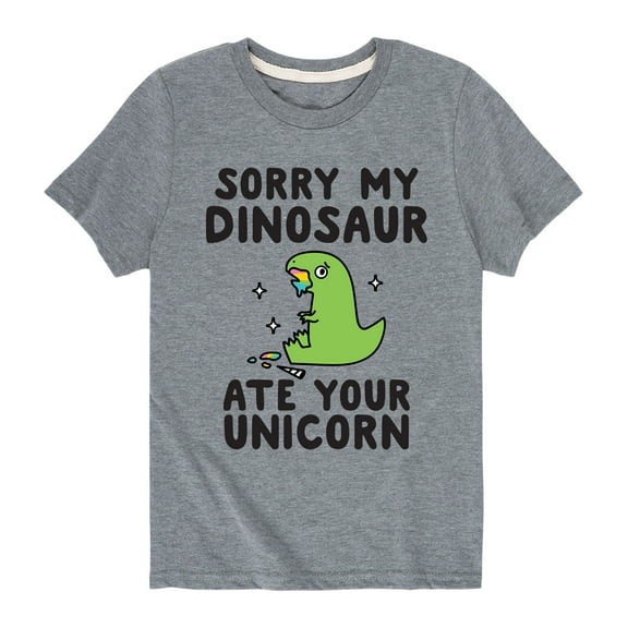 Instant Message - Sorry My Dinosaur Ate Your Unicorn - Youth Short Sleeve Tee