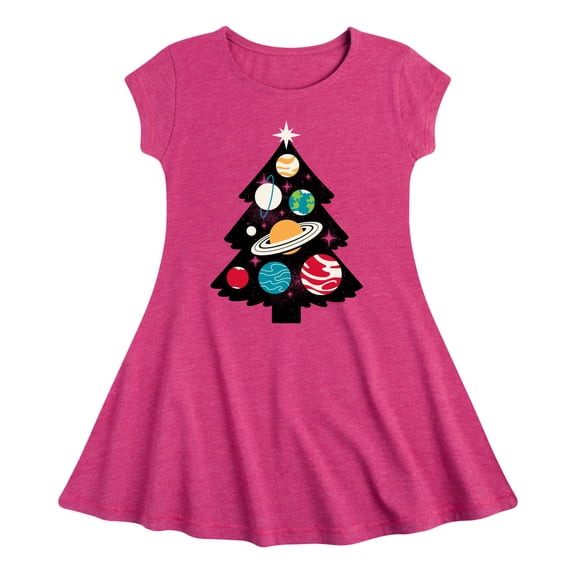 Instant Message - Space Tree Christmas - Toddler & Youth Girls Fit & Flare Dress