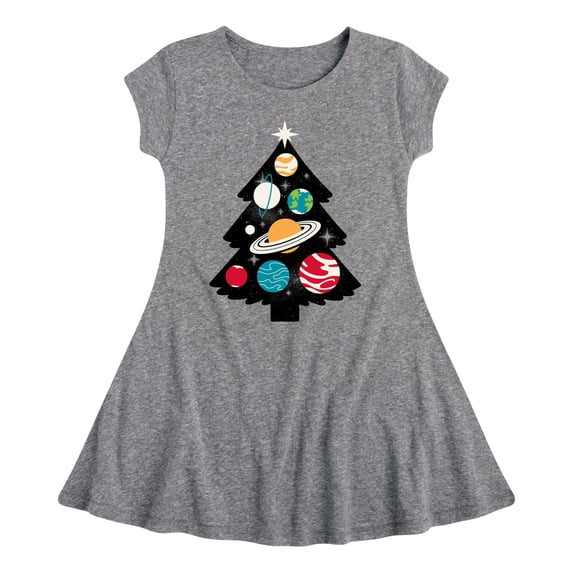 Instant Message - Space Tree - Toddler & Youth Girls Fit & Flare Dress
