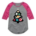 thumbnail image 1 of Instant Message - Space Tree Christmas - Toddler & Youth Girls Raglan Graphic T-Shirt, 1 of 6