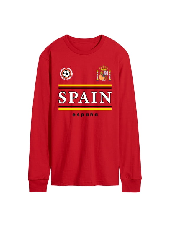 - Spain Soccer Jersey Men's Long Sleeve Graphic T-Shirt