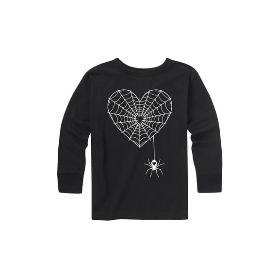 Instant Message - Spider, Heart Web White - Youth Long Sleeve Tee