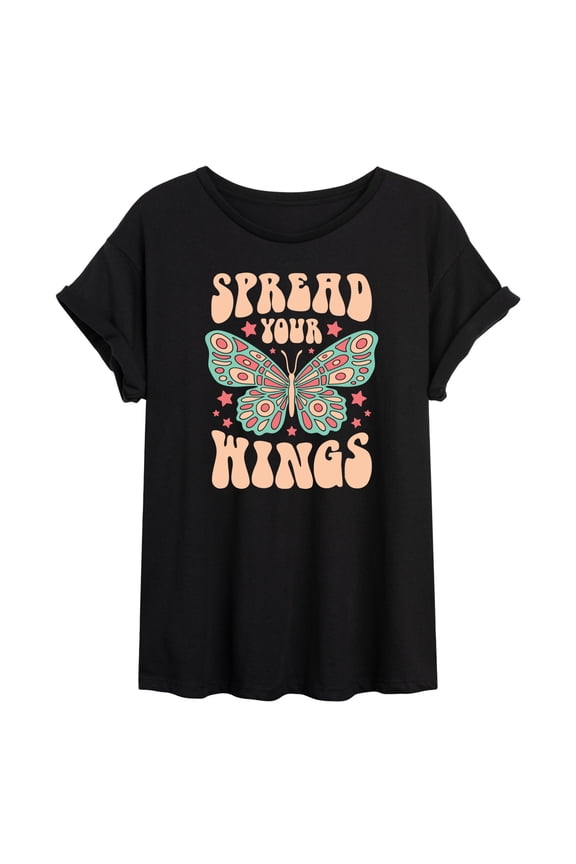 - Butterfly Spread Your Wings Oversized Graphic T-Shirt