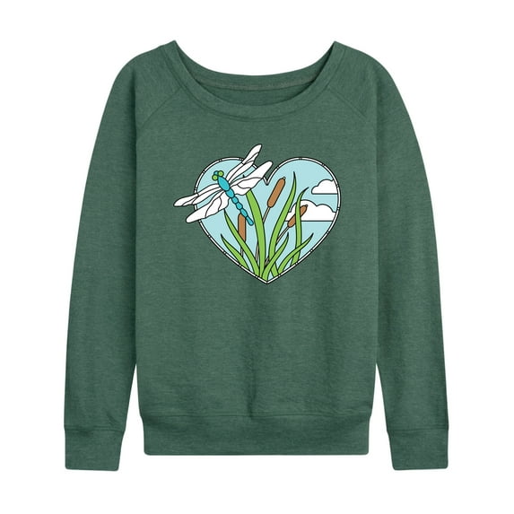 Instant Message - Spring - Dragonfly Stained Glass - Women's Lightweight French Terry Long Sleeve Shirt