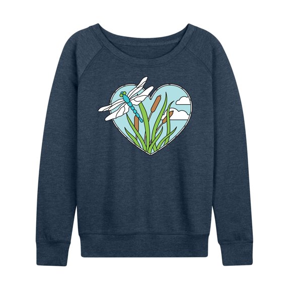 Instant Message - Spring - Dragonfly Stained Glass - Women's Lightweight French Terry Long Sleeve Shirt