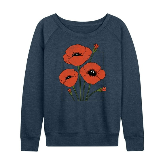 Instant Message - Spring - Framed Poppy Flowers - Women's Lightweight French Terry Long Sleeve Shirt