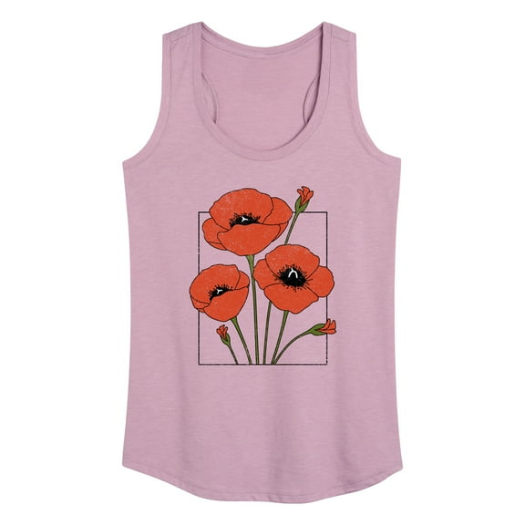 Instant Message - Spring - Framed Poppy Flowers - Women's Racerback Tank Top