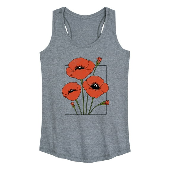 Instant Message - Spring - Framed Poppy Flowers - Women's Racerback Tank Top
