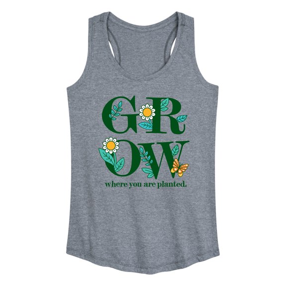 Instant Message - Spring - GROW Where You Are Planted - Women's Racerback Tank Top