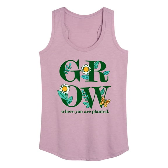 Instant Message - Spring - GROW Where You Are Planted - Women's Racerback Tank Top