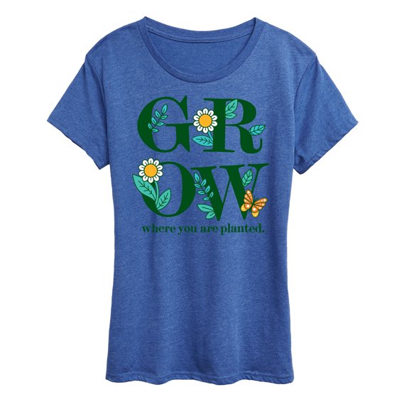 Instant Message - Spring - GROW Where You Are Planted - Women's Short Sleeve Graphic T-Shirt