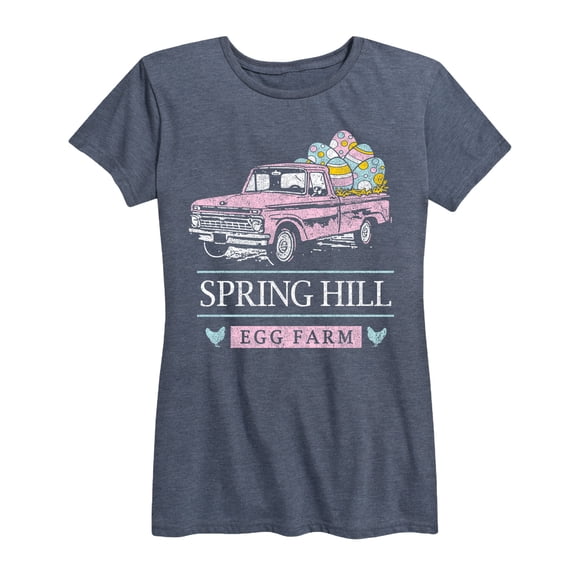 Instant Message - Spring Hill Egg Farm Truck - Easter - Women's Short Sleeve Graphic T-Shirt